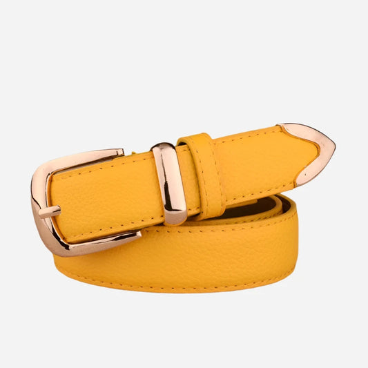 Leather Belt with Gold Buckle