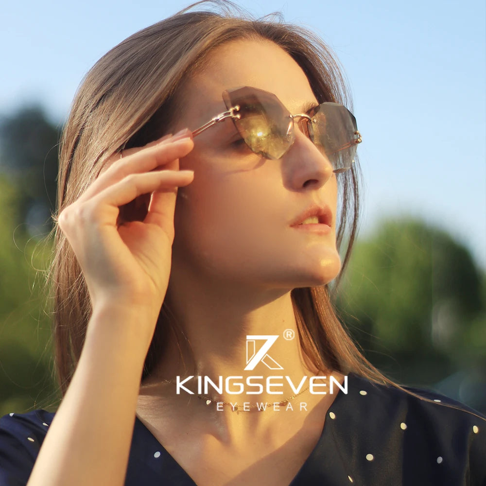 KINGSEVEN Rimless Vintage Sunglasses