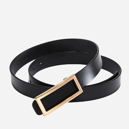 Gold Buckle Skinny Belt for Women