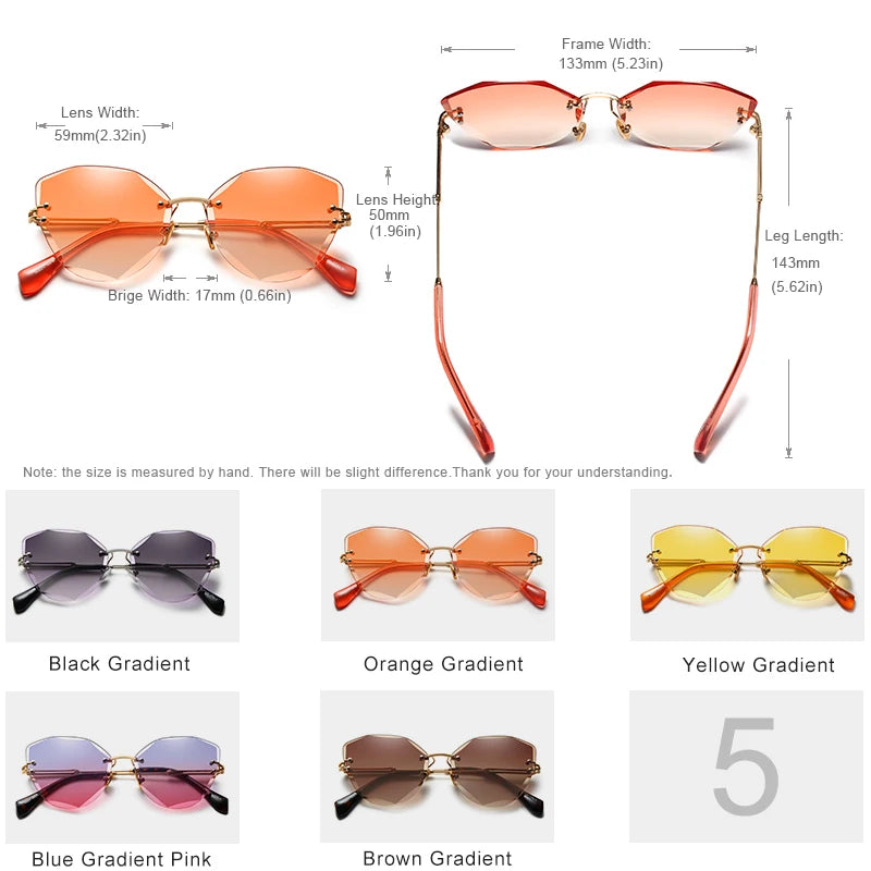 KINGSEVEN Rimless Vintage Sunglasses