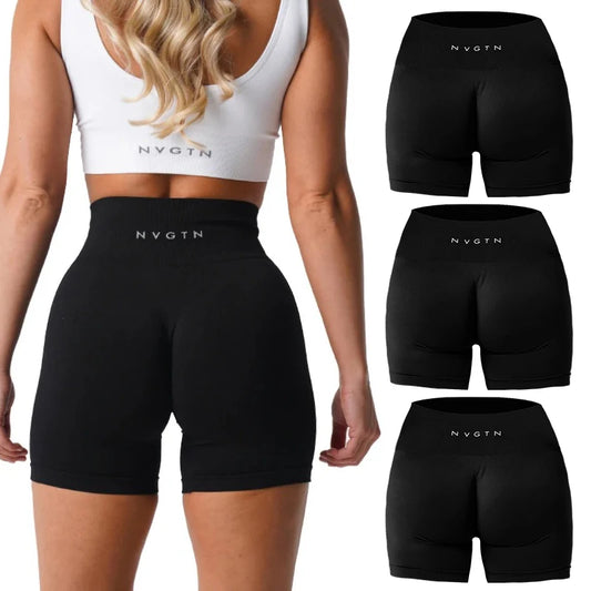 3 PCS NVGTN Spandex Solid Seamless Women Shorts