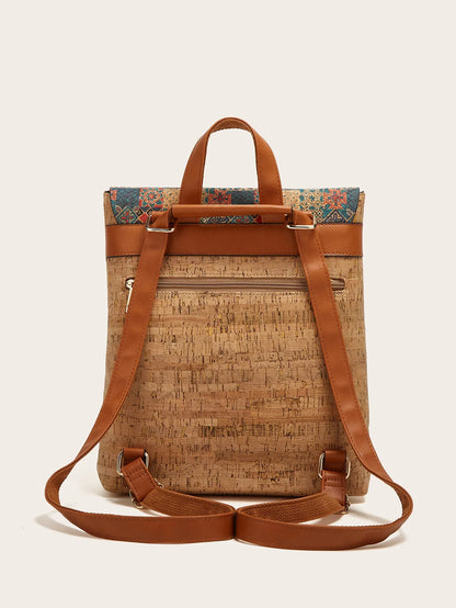 Fashion Vintage Printed Bark Shoulder Backpack