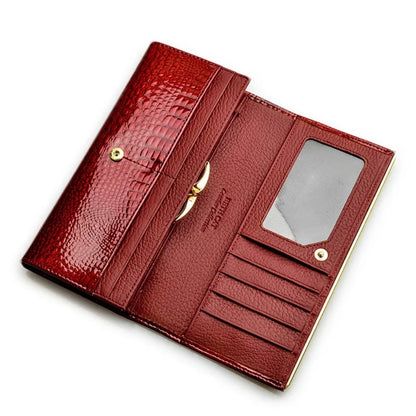 Luxury Genuine Leather Crocodile Pattern Clutch Wallet