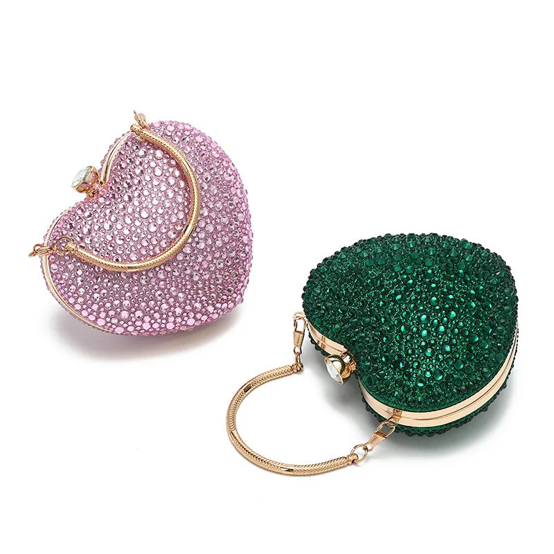 Heart Shape Crystal Clutch Purse