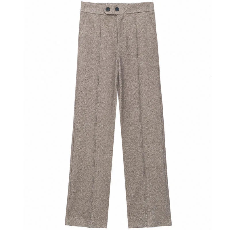 Wool Blend Straight Pants