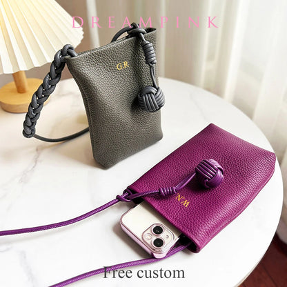 Custom Initials Genuine Leather Small Crossbody Bag