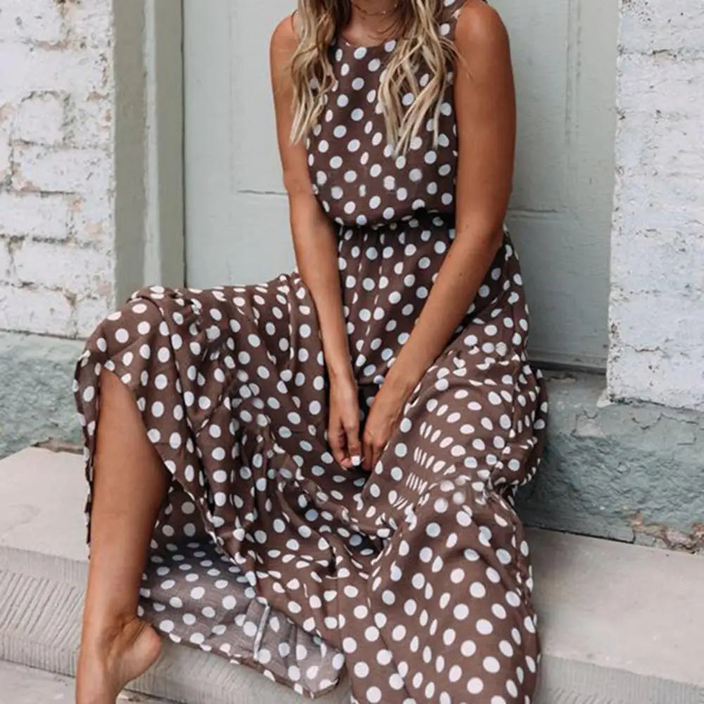 Chic Summer Style: Polka Dot Boho Maxi Dress - SHACNI