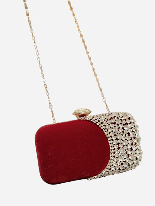 Velvet Evening Bag with Rhinestone