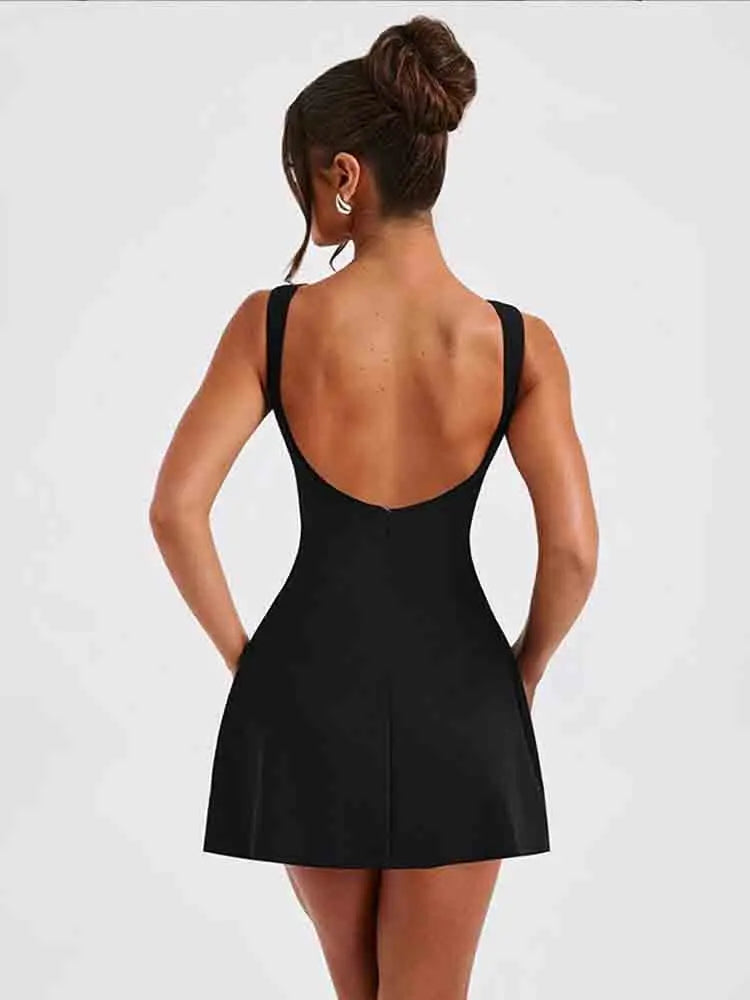 Sleek and Sexy: NIDANSSI Black Backless Party Dress - SHACNI