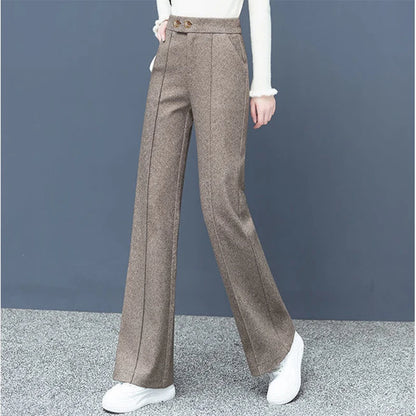 Wool Blend Straight Pants