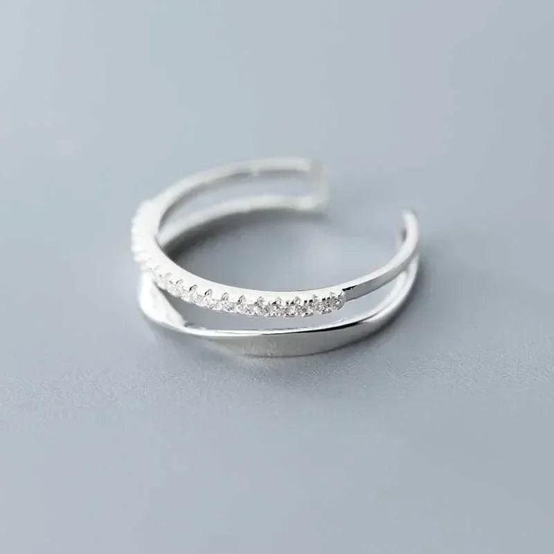 Women's 925 Sterling Silver Double Line Vintage Ring - SHACNI