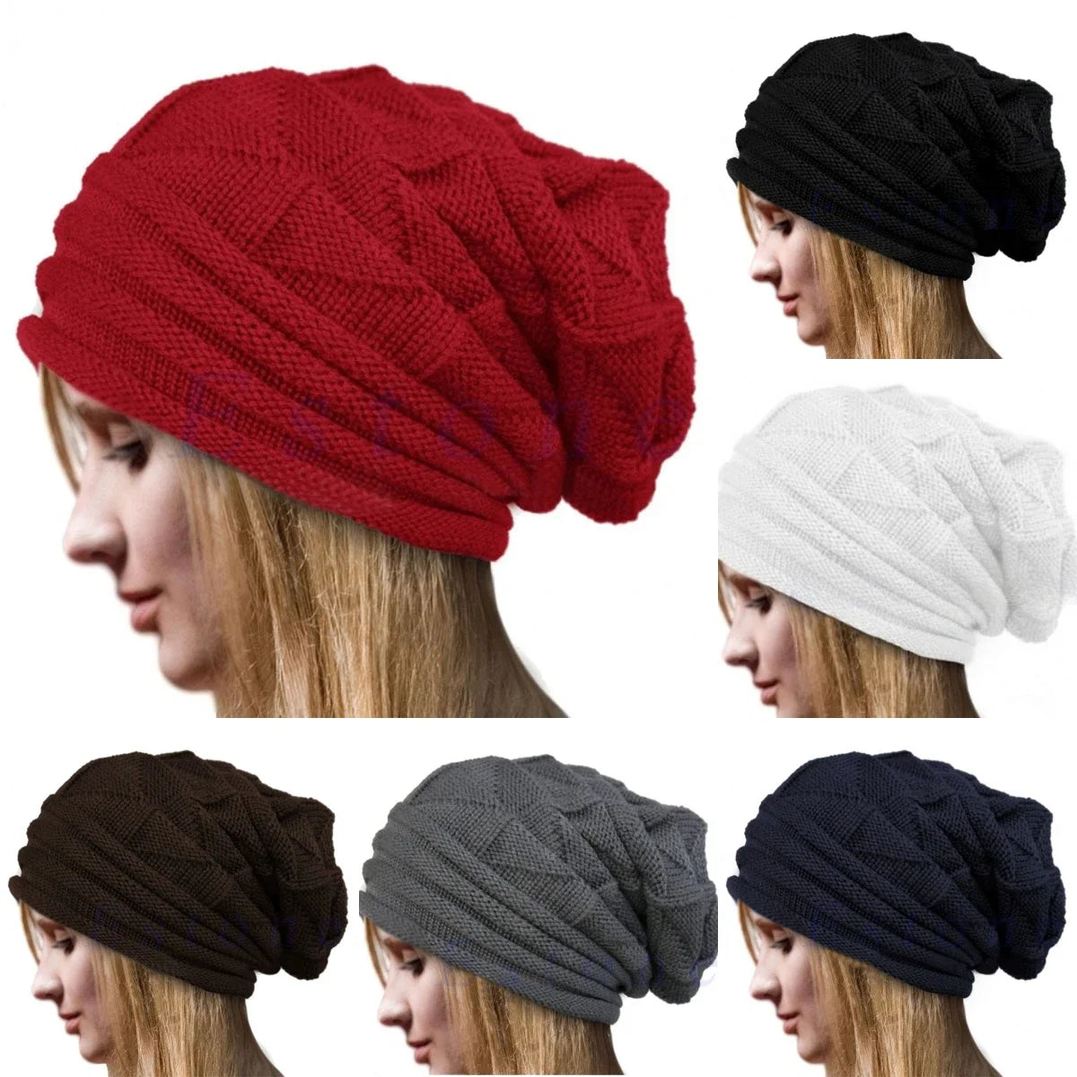 Solid Oversized Winter Beanies