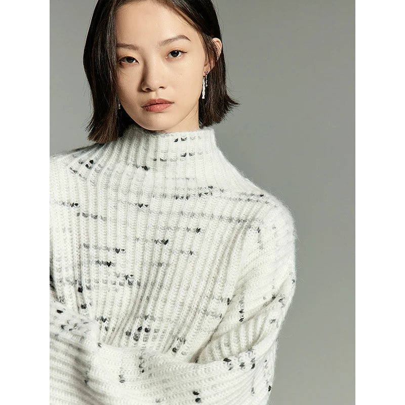 Women's Long Sleeve Half High Collar Knit Sweater