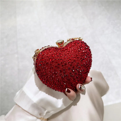 Heart Shape Crystal Clutch Purse