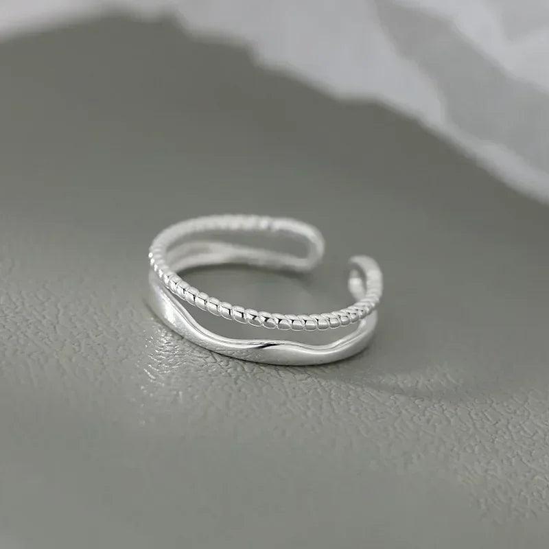 Women's 925 Sterling Silver Double Line Vintage Ring - SHACNI