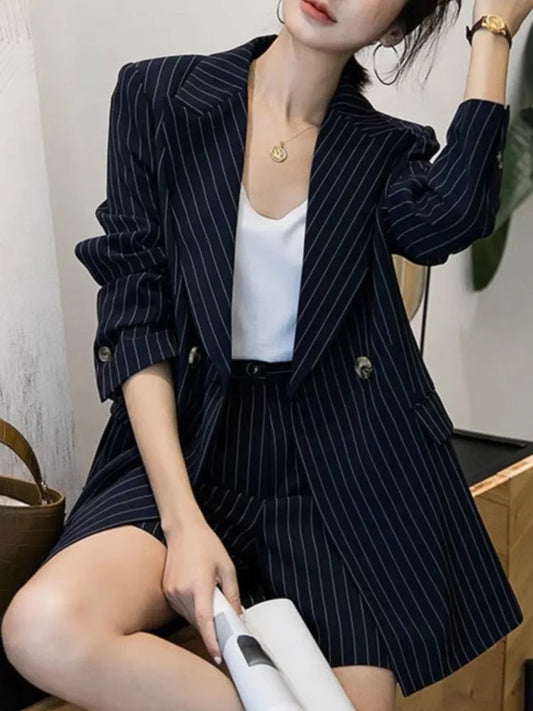 Women's Casual Loose Blazer and Shorts Suit