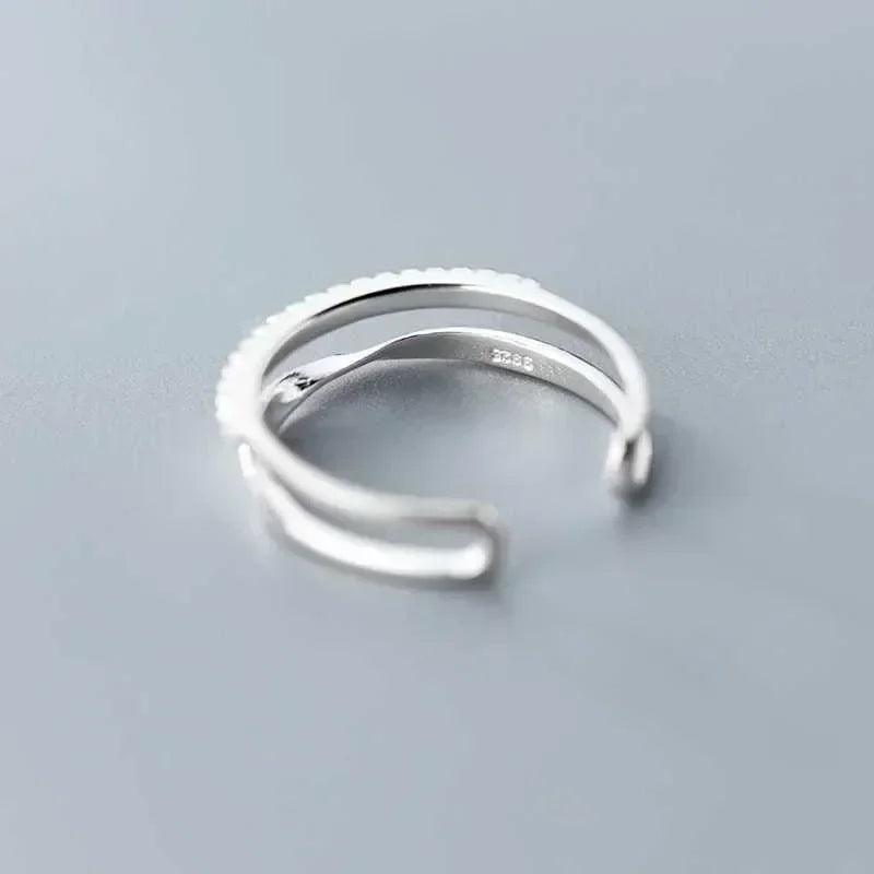 Women's 925 Sterling Silver Double Line Vintage Ring - SHACNI