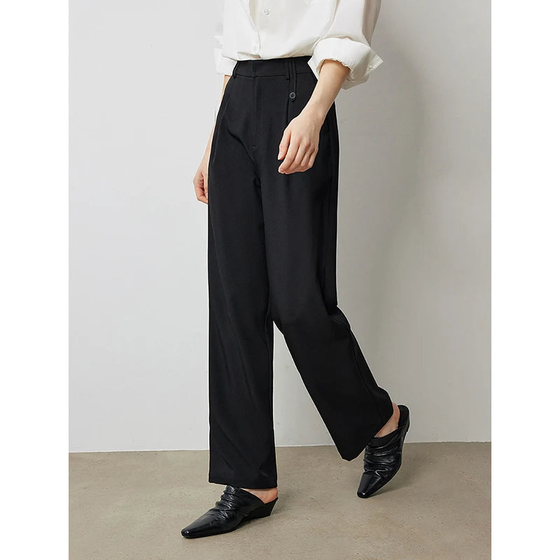 Women’s High Waist Straight Wide Leg Trousers