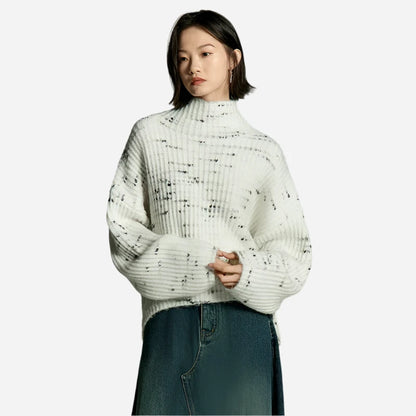 Women's Long Sleeve Half High Collar Knit Sweater