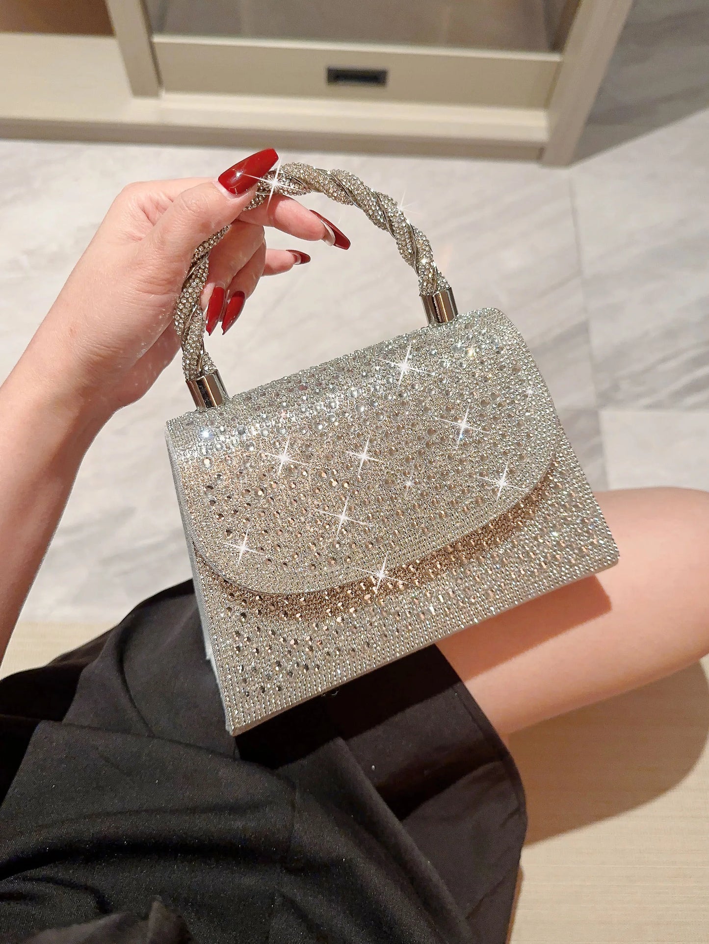 Shiny Diamond Flap Evening Bag