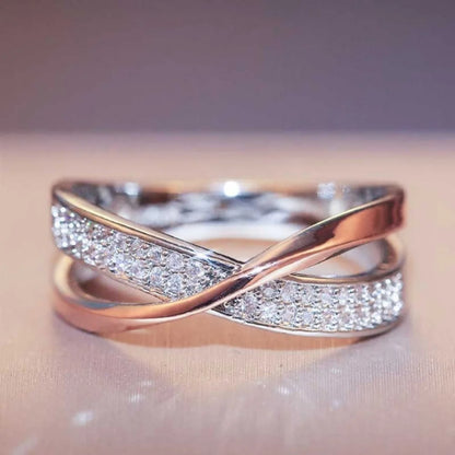 Two Tone X Shape Cross Ring