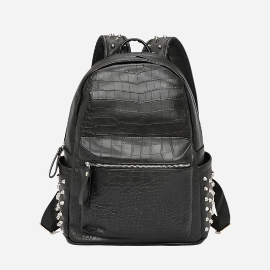 Fashion Rivet Embossed Alligator Leather Backpack