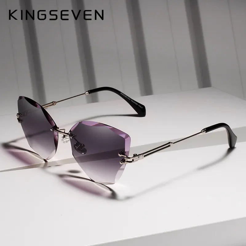 KINGSEVEN Rimless Vintage Sunglasses