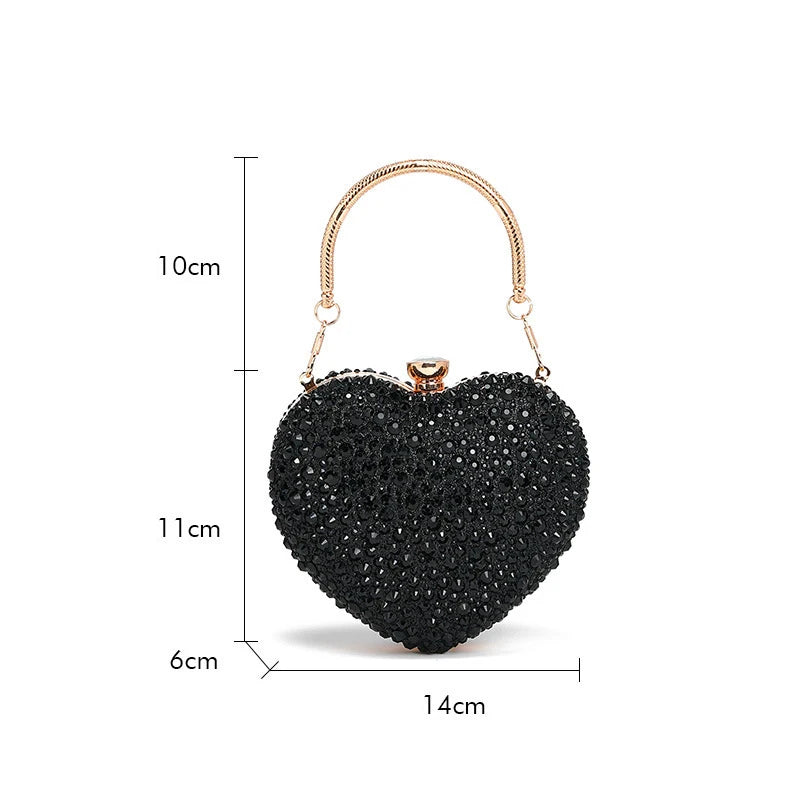 Heart Shape Crystal Clutch Purse