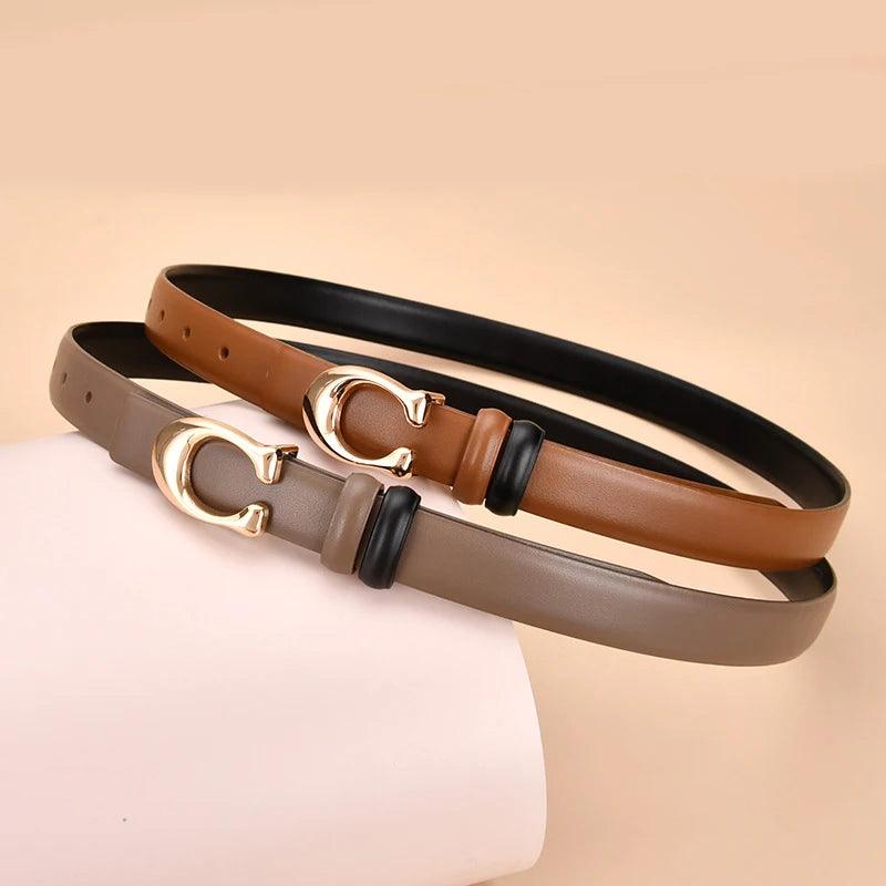 Double-Sided Leather Belt with Alloy Pin Buckle - SHACNI