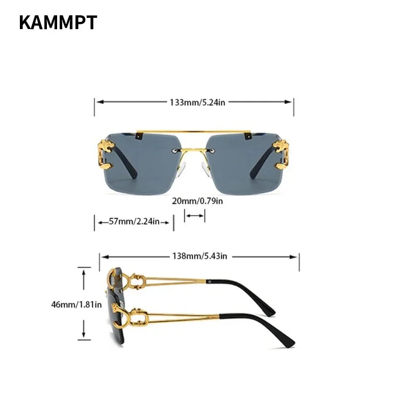 Rimless Sunglasses with Cheetah Decor