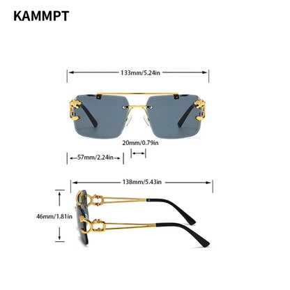 Rimless Sunglasses with Cheetah Decor