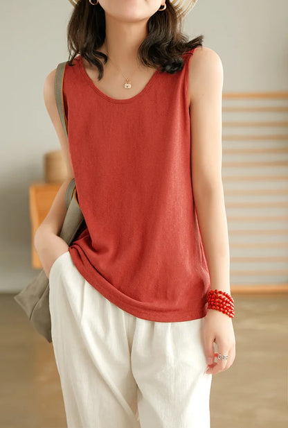 Sun Protection Style: Cotton Linen V-Neck Blouse for Women - SHACNI